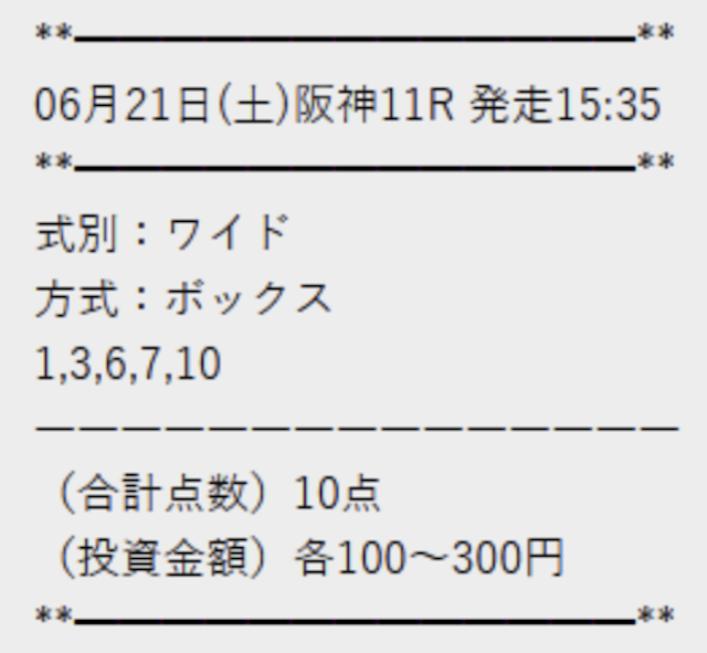 テキカクという競馬予想サイトの無料予想の画像