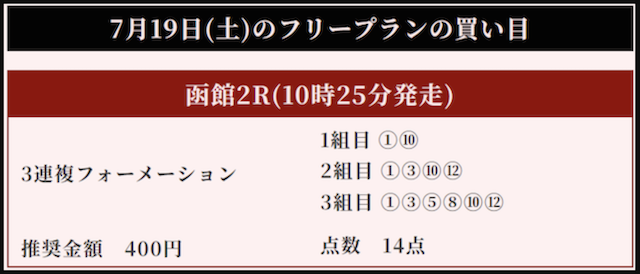 競馬リベンジャーズの無料予想の買い目画像