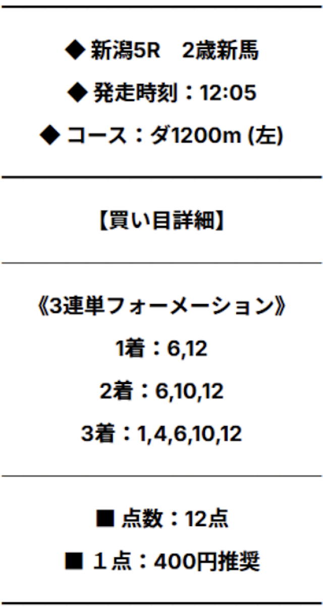 リスタートという競馬予想サイトの有料予想の買い目画像2