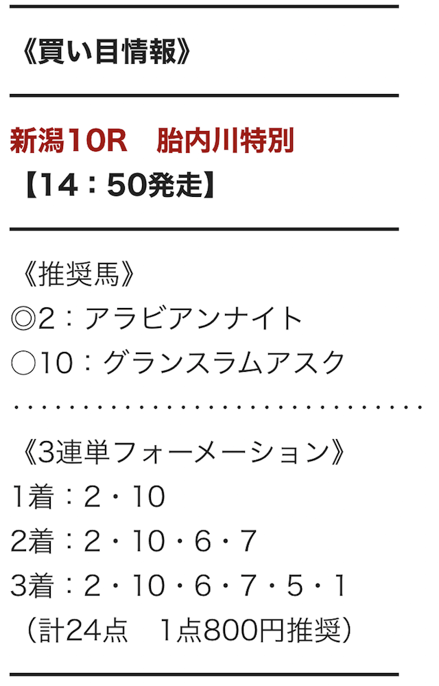 タイムマシンという競馬予想サイトの有料予想の画像