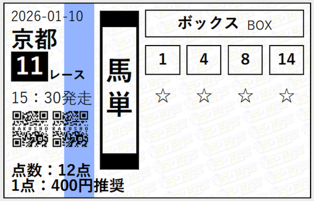 ラクショーPLUSの無料予想の買い目画像